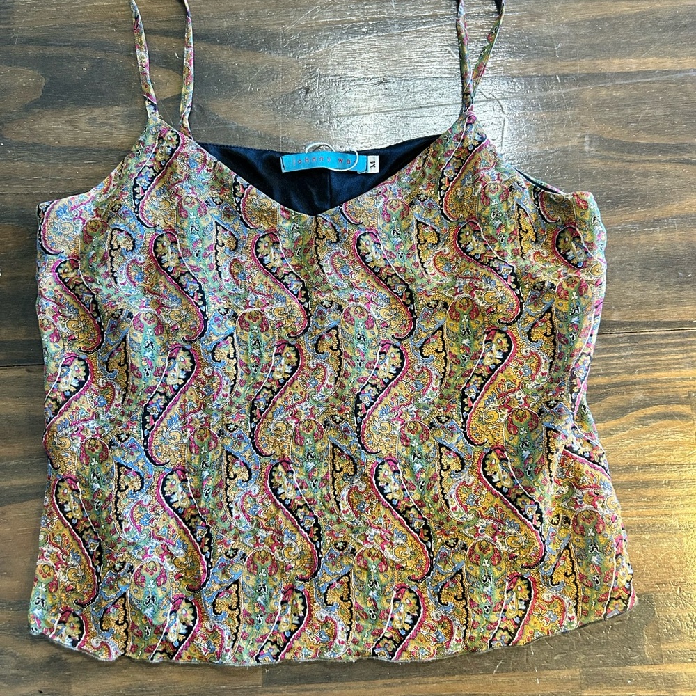Vintage Johnny Was Paisley Lined Tank